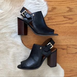 Tommy Hilfiger Peppy Peep Toe Black Leather Bootie